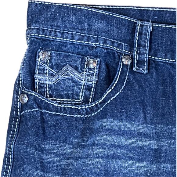 Axe & Crown Boot Fit Denim Jeans Men 38x32 Dark Wash Flap Pocket Contrast Stitch - Picture 5 of 14